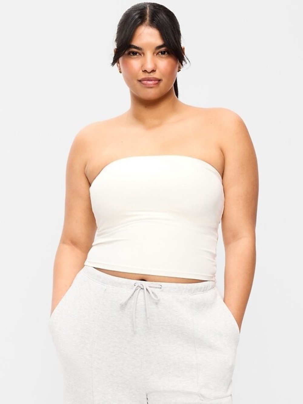 NWT Old Navy Active StudioSmooth Tube Top Magnolia Cream White Medium M